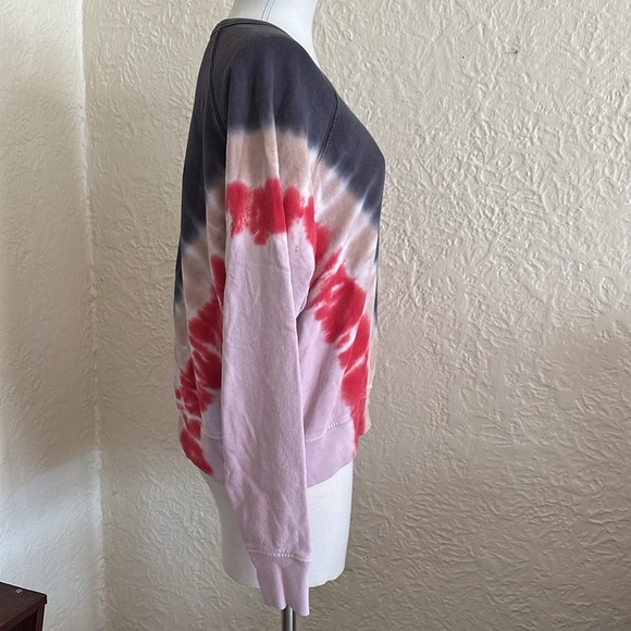 Daydreamer Flying V Tie Dye Varsity Crew Sweatshirt Red Pink Tan Blue Gray Small - Picture 8 of 11